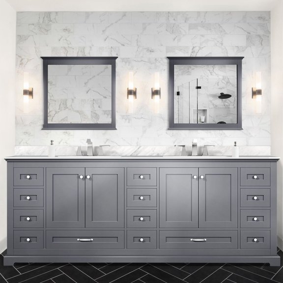 Dark Grey 84 in. Double Bathroom Vanity | With Chrome Faucet, Soft Close and Drawer Storage | Have a Stain - resistant and Long - lasting Vanity