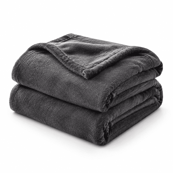 Dark Grey 90"x90" Microfiber Fleece Queen Size Bed Blanket for Couch Sofa All Season Use