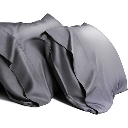 SORMAG Dark Grey Bamboo Cooling Pillowcases King Pillow Cases Set of 2 Pack,20x36 inches