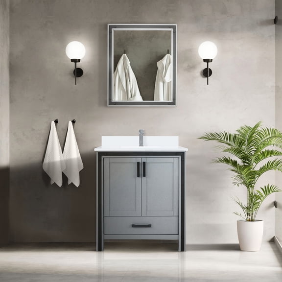 Dark Grey Bath Vanity 30" X 22" - Wood & Plywood Soft Close Cabinet With Drawer And Interior Storage For Bathroom W D Solid Frame Space Practical