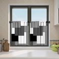 thumbnail image 1 of Dark Grey Blackout Kitchen Curtains Tiers Set 2 Piece for Windows Grey and Black Kitchen Window Curtains Set,White Modern Abstract Art Valances for Living Room(24" Tiers Set), 1 of 6