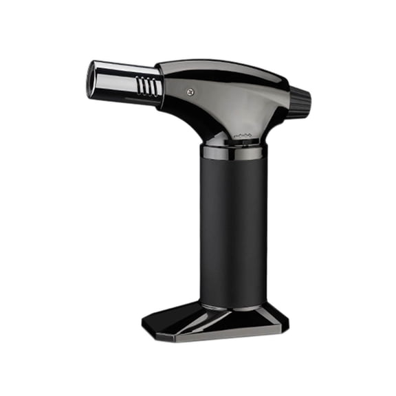 Dark Grey Butane Torch Lighter Refillable Windproof Jet Flame Heavy Duty Metal Construction For Kitchen Culinary 1Pc Weighs Approximately 0.29 Lbs