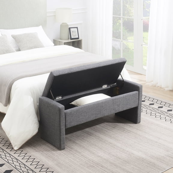 Dark Grey Coffee Table Stool with Storage - Add Functionality to Coffee Area