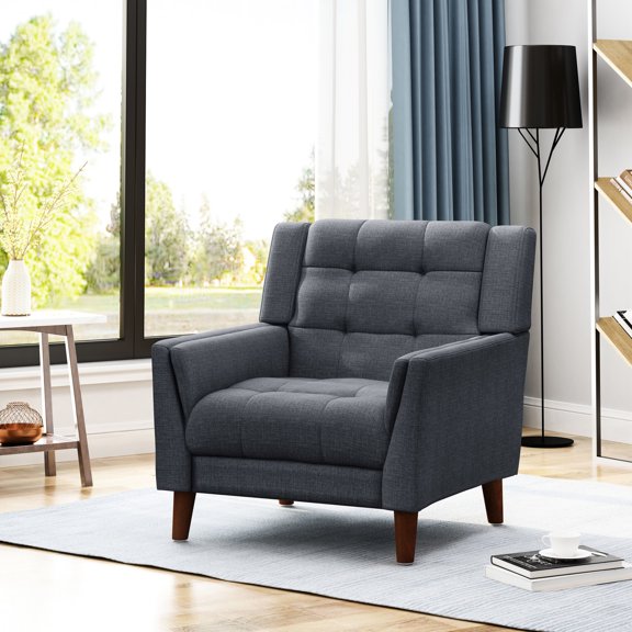 Dark Grey Color - Flared Arms for Comfort - Bedroom Seating Option - Skillfully Made