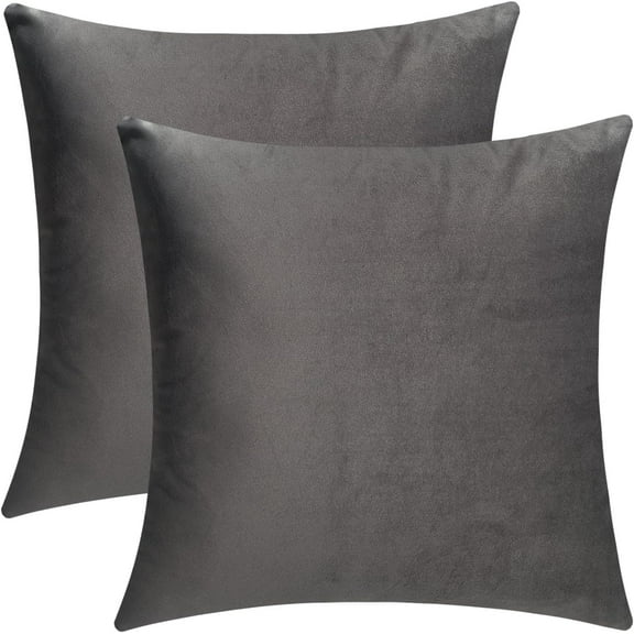Dark Grey Comfy Throw Pillow Covers Decorative Square Couch Cushion Cases for Livingroom Sofa Decor, Set of 2,18 x 18 Inches