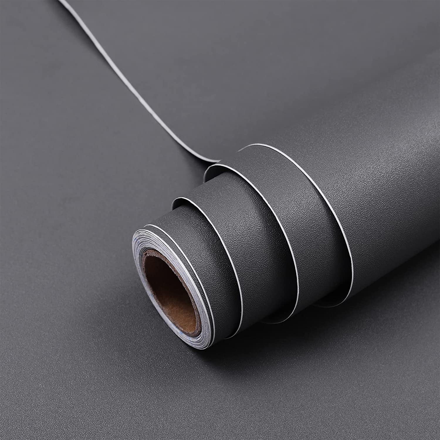 Dark Grey Contact Paper 15.7" x 236" Peel and Stick Wallpaper Textured