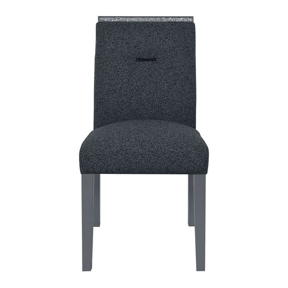 Dark Grey Dining Chair - Contemporary Rubber Wood Chair with Velvet Cushion & Slat Back Design