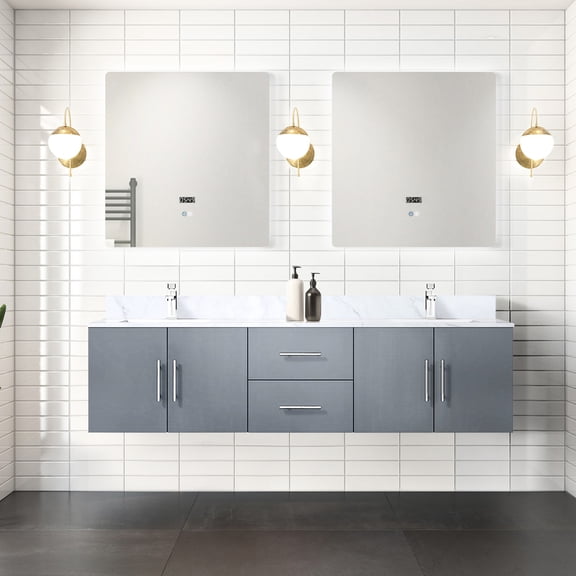 Dark Grey Double Bath Vanity 72" X 22" - Soft Close, Sufficient Storage With Two Compartments, Drawers & Open Cabinet Space For