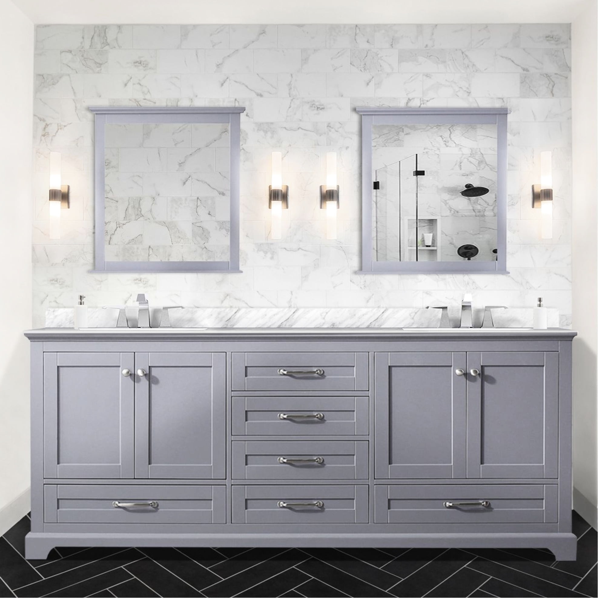 Dark Grey Double Bath Vanity 80 In. X 22 - Mirrors Included 6 Drawers ...