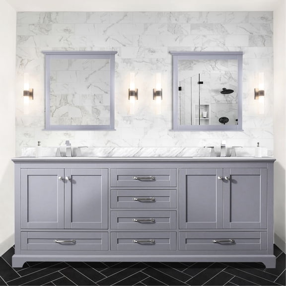 Dark Grey Double Bath Vanity 80 In. X 22 - Mirrors Included 6 Drawers, 2 Cabinets & Open Shelf For Chic Bathroom 80" With 30" Drawers Extra Storage Fully Assembled