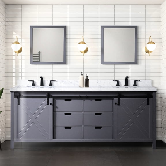 Dark Grey Double Vanity For Bath 84 In. W X 22 D - Soft Close, 2 Cabinets, 6 Drawers, Open Shelf, Fully Assembled D, Solid Wood,