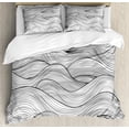 thumbnail image 1 of Dark Grey Duvet Cover Set Queen Size, Abstract Geometric Waves Ocean Sea Inspired Monochrome Artistic Design, Decorative 3 Piece Bedding Set with 2 Pillow Shams, Charcoal Grey White, by Ambesonne, 1 of 3