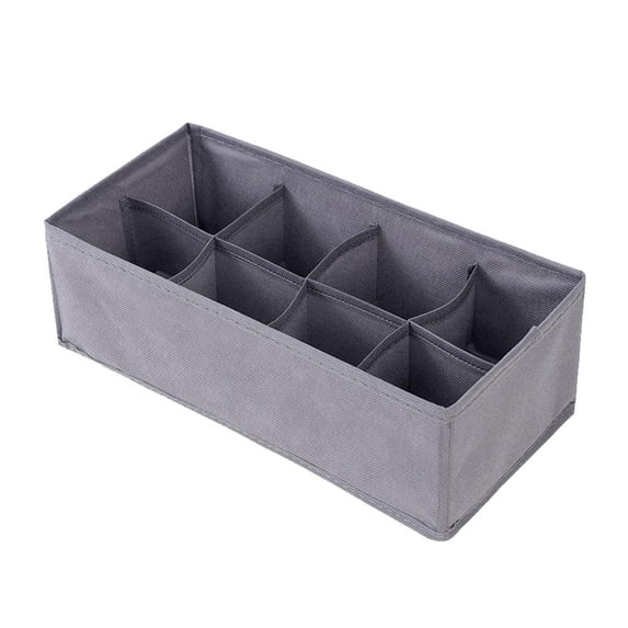 Dark Grey Fabric Drawer Organizers, 4-Piece Set with 6, 7, 8, & 24 Grids for Underwear, Socks, Bras, Ties & Small Items - Collapsible Storage Bins