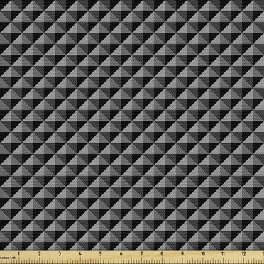 Ambesonne Dark Grey Fabric by the Yard Upholstery, Triangles Modern, 5 Yards, Grey Black