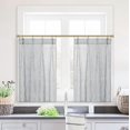 Cafe Small Window Dark Grey Farmhouse Pinch Pleated Linen Sheer Cafe Curtains for Kitchen ...