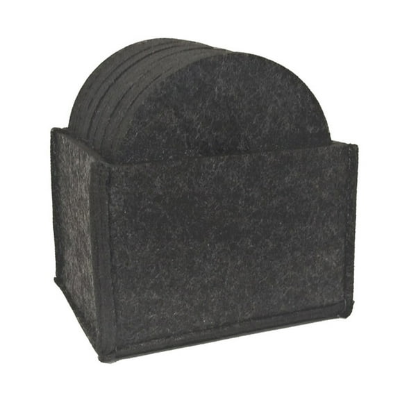 Dark Grey Felt Coasters for Glasses 14 Piece Set Table Coasters for Drinks Cups Bar Glass