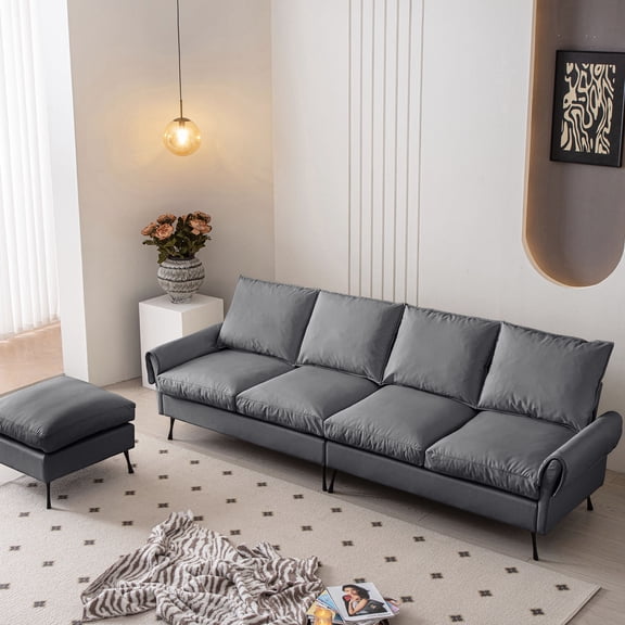 Dark Grey Foam - filled Sofa | Suitable for Various Living Settings | Waterproof and Easy - to - assemble Sofa