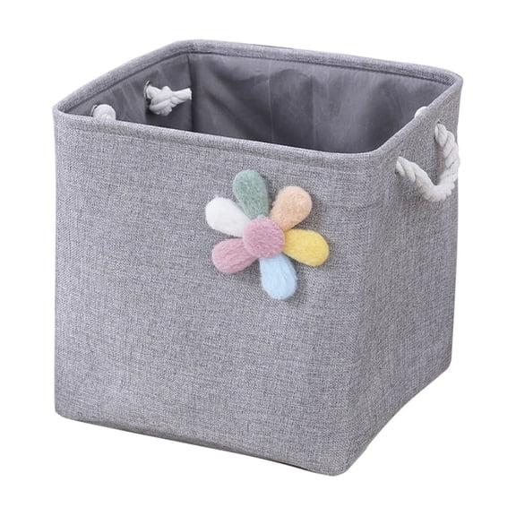 Dark Grey Foldable Storage Basket With Cloth Material, Handles, Durable Stitching, Multi-Use Design, For Home, Kids Toys, Clothing, Miscellaneous Storage, 12.99X12.99X12.99In 0.86Lb