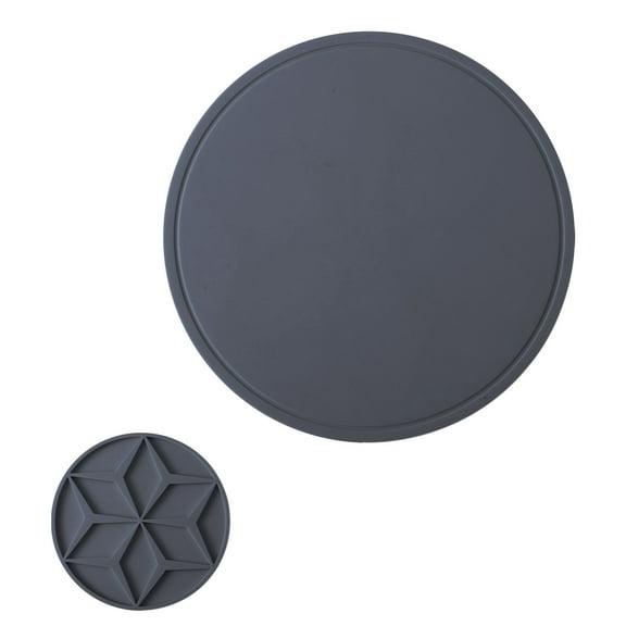 Dark Grey Food Grade Silicone Round Placemat Heat Insulation Pot Mat Non-Slip Cup Mat Tableware Drying Mat For Kitchen 6.2X6.2 Inches
