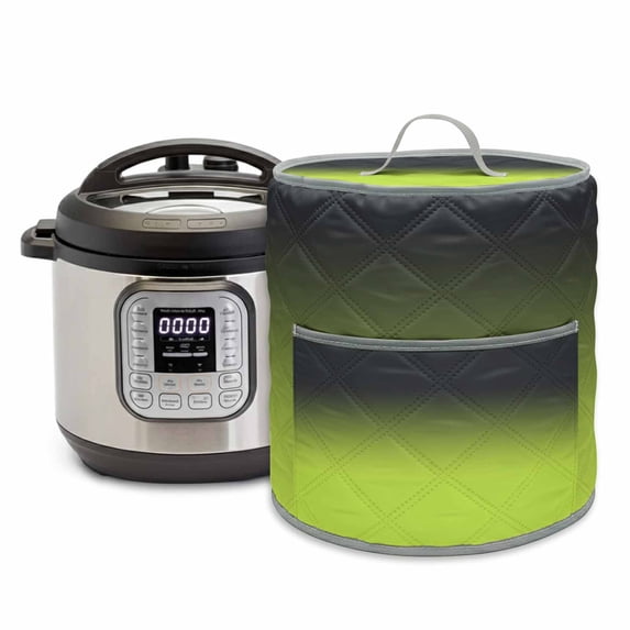 Dark Grey Green Pressure Cooker Cover Lemon Green Gradient Abstract Art Dust Cover for Kitchen Appliances with Top Handle & Storage Pockets, Fits 8 Quart Instant Pot, Air Fryer, Crock Pot