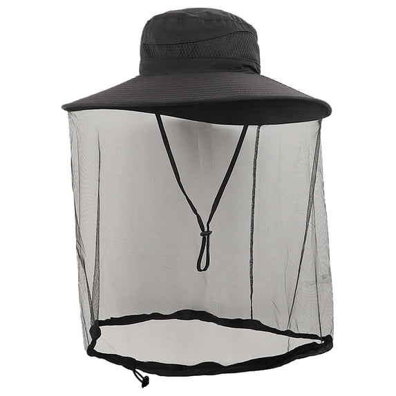 Dark Grey Hat With Face Mesh Offering Sun And For Outdoor Activities. 3ful Hiking Backpack for Women Camping Gear Camping Kits Camping Necessities for Hiking Gear Women Hiking Pot Winter Prepaness