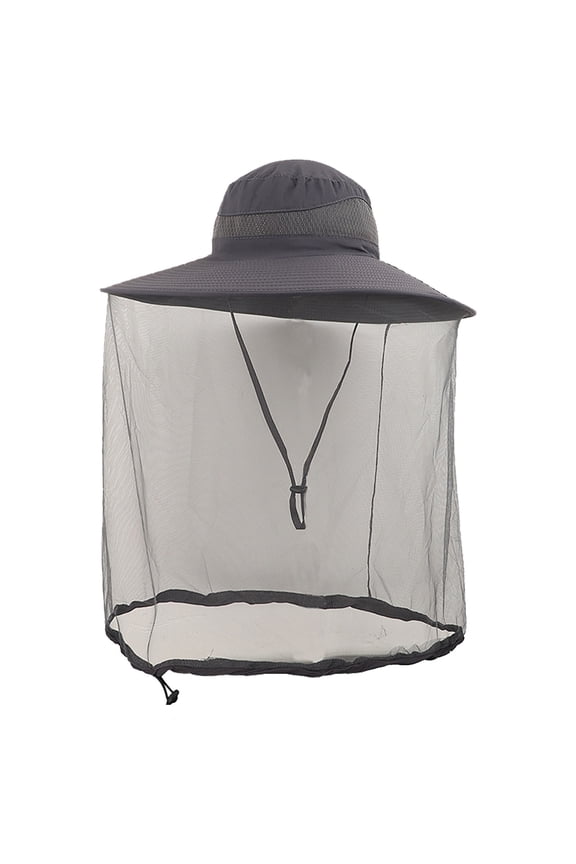 Dark Grey Hat with Face Mesh Fabric Sun Protection Hat for Outdoor Activities Fishing Hiking Camping Gardening Sun Shade Cap