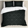 thumbnail image 1 of Dark Grey King Size Duvet Cover Set, Medieval Folkloric Ornament Celtic Pattern Vintage Style Abstract Floral Circles, Decorative 3 Piece Bedding Set with 2 Pillow Shams, Black Grey, by Ambesonne, 1 of 3