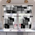 thumbnail image 1 of Dark Grey Kitchen Curtains Tiers and Valances Set 3 Piece for Windows Geometric Modern Art Kitchen Window Curtains Set,Grey and Black Valances for Living Room(36" Tiers Set), 1 of 6