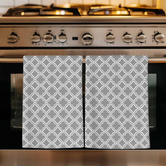 Dark Grey Morocco Kitchen Towels Set of 1, Modern Abstract Classic Geometric Absorbent Dish Towels for Kitchen, Microfiber Hand Towel, Quick Drying Tea Towel for Cleaning Decorative Dishcloths