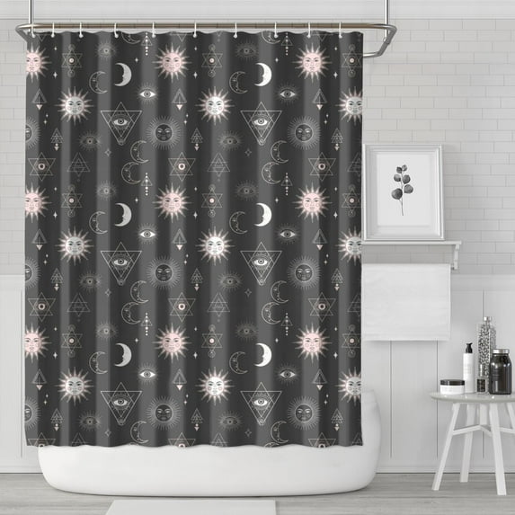 Dark Grey Mystical Pattern Shower Curtain 72"x84" ,Bathroom Decorative Shower Curtains Set with 12 Hooks,Modern Waterproof Washable Shower Curtain