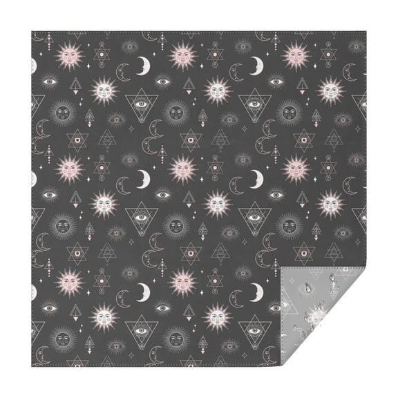 Dark Grey Mystical Pattern Square Tablecloth,Waterproof Square Table Cover,Wipeable Spillproof Washable Table Cover for Home Kitchen Party Decor 42"X42"(107x107cm)