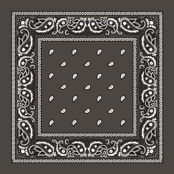 Dark Grey Paisley Bandana - Single Piece 22x22