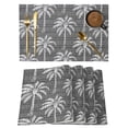 thumbnail image 1 of Dark Grey Palm Tree Placemats Set of 4 Summer Botanical Tropical Tree Place Mats Indoor Wipeable Table Mats Washable Cloth Dining Table Placemats for Kitchen Holiday Party Home Decor 13x19 Inch, 1 of 9