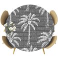 thumbnail image 1 of Dark Grey Palm Tree Round Tablecloth 36-44 Inch Round Fitted Table Cloth with Elastic Edge, Summer Botanical Tropical Tree Waterproof Table Cover Protector for Outdoor Picnic Party Dining, 1 of 9