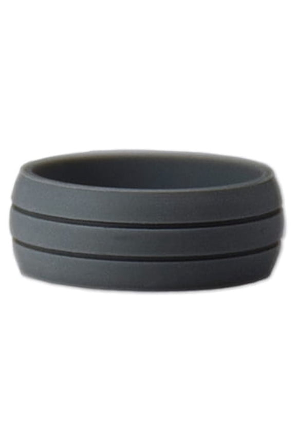 Dark Grey Pinstripe Silicone Ring Size 8