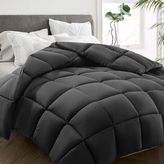 Dark Grey Queen(88*88) All Season Down Alternative Quilted Bed Comforter