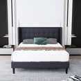thumbnail image 1 of Dark Grey Queen Size Bed Frame with Upholstered Headboard, Strong Frame, Wooden Slats, No Box Spring Needed, Easy Assembly, 1 of 5