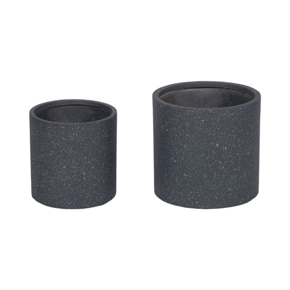 Dark Grey Resin Planters with Speckled Design (Set of 2)