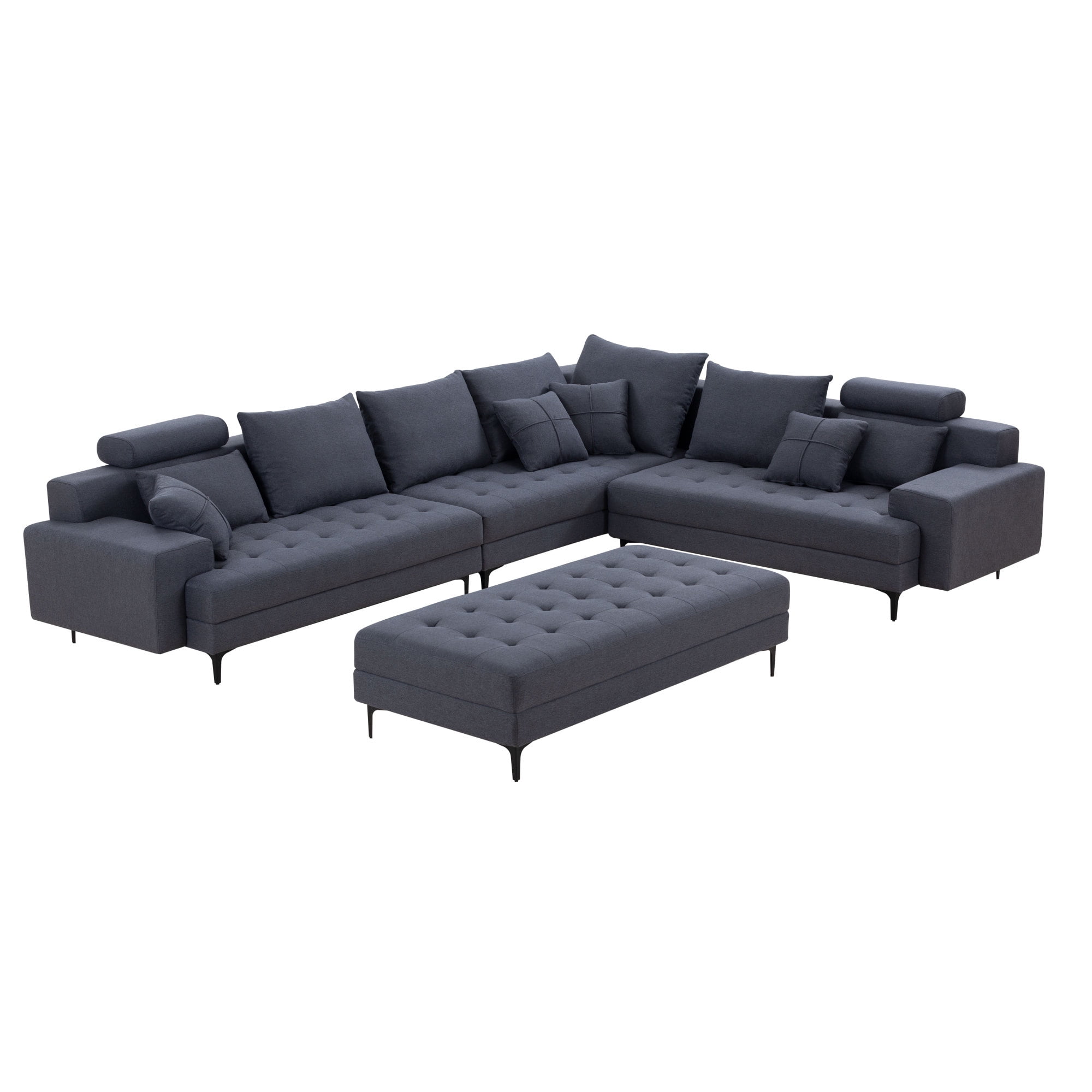 Dark Grey Sectional Sofa Couch,144'' Wide Reversible L-Shaped Sofa ...
