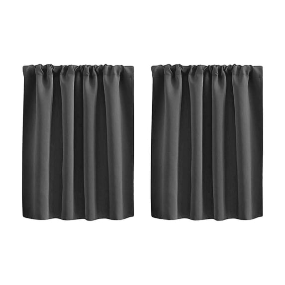 Dark Grey Short Curtain, Curtain for Kitchen Window, Short Curtains for Small Window, Blackout Window Curtains, 1Pc 52X18 Inch Rod Pocket Solid High Precision Smooth Fabric Cafe