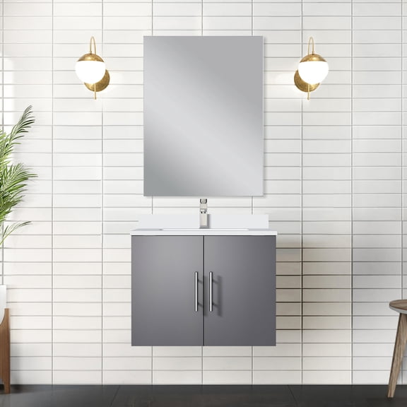 Dark Grey Single Bath Vanity 22 in. D | Featuring Marble Counter, 18 in. Mirror and Chrome Faucet | Enjoy a Durable and Functional Vanity