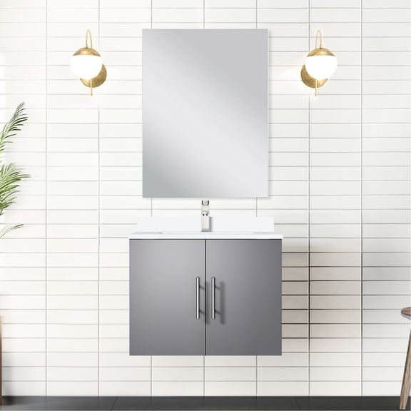 Dark Grey Single Bath Vanity 24 in. W / Soft Close Feature, Marble Counter & Scratch Resistance