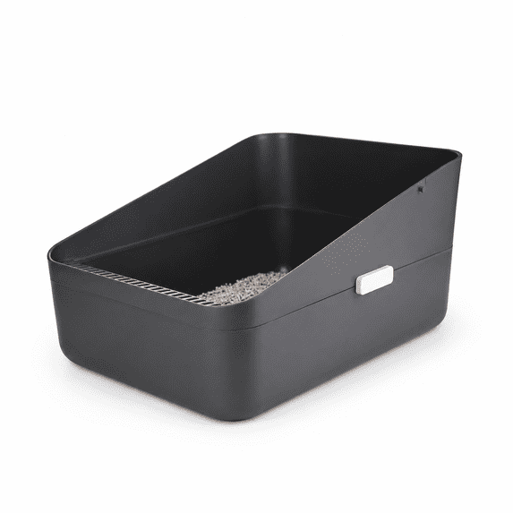 Dark Grey Small Cat Litter Box For Cats Under 8 Lbs, Space Saving Indoor Use
