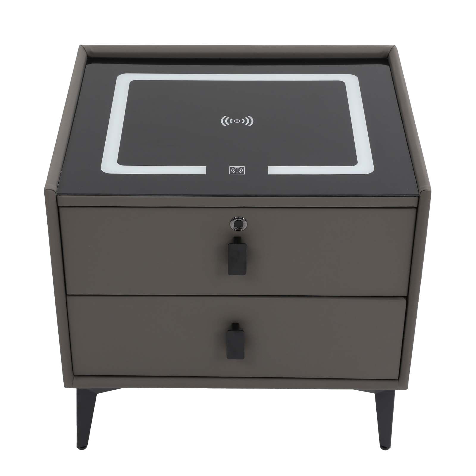 Tech Nightstands Dark Grey Smart Nightstands with Fingerprint Lock Drawer, Wireless ...
