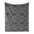 thumbnail image 1 of Dark Grey Soft Flannel Fleece Blanket, Abstract Antique Pattern with Curves and Swirls Renaissance Revival Vintage, Cozy Plush for Indoor and Outdoor Use, 50" x 60", Pale Grey Black, by Ambesonne, 1 of 6