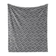 thumbnail image 1 of Dark Grey Soft Flannel Fleece Blanket, Illustration of Drop Like Nested Round Motifs Peacock Feathers Inspired, Cozy Plush for Indoor and Outdoor Use, 50" x 60", Dark Grey and White, by Ambesonne, 1 of 5