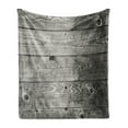 thumbnail image 1 of Dark Grey Soft Flannel Fleece Blanket, Ombre Style Grunge Wooden Planks Rustic Timber Oak Wall Rough Texture Image, Cozy Plush for Indoor and Outdoor Use, 70" x 90", Black Pale Grey, by Ambesonne, 1 of 5