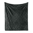 thumbnail image 1 of Dark Grey Soft Flannel Fleece Throw Blanket, Black Damask and Floral Elements Oriental Antique Ornament Vintage, Cozy Plush for Indoor and Outdoor Use, 60" x 80", Black Grey, by Ambesonne, 1 of 6