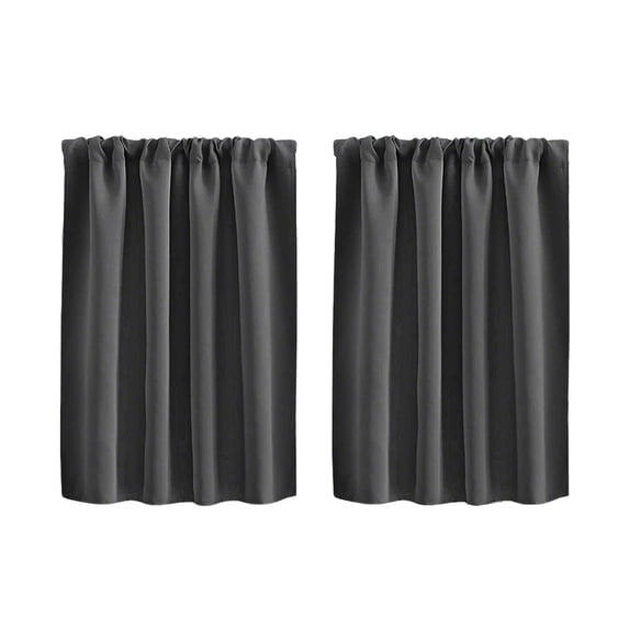 Dark Grey Solid Color Blackout Curtains For Living Room Bedroom Kitchen Partition Rod Pocket Window Curtains Set Of 2 Panels 30 X 36 Inches Light Blocking Thermal Insulating Drapes