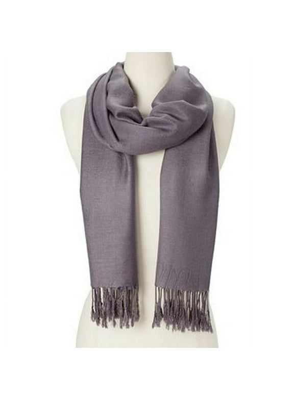 Dark Grey Solid Scarfs for Women Fashion Warm Neck Womens Winter Scarves Pashmina Silk Scarf Wrap with Fringes for Ladies by Oussum